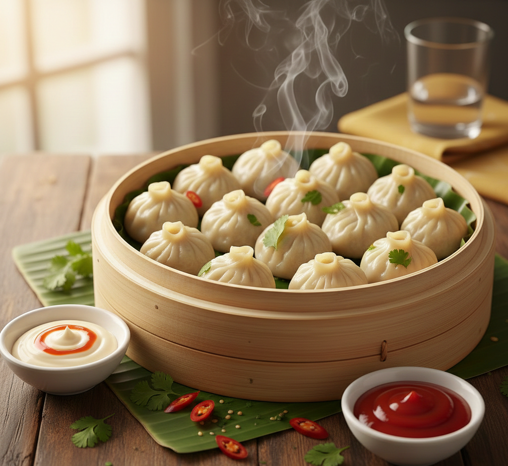 Steam Vegetable Momos (14 Pcs)
